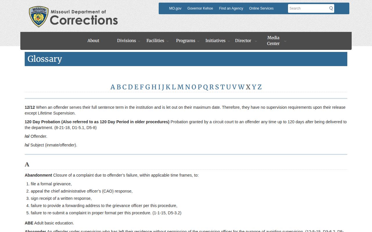 MODOC minimum and presumptive release date definitions for Shelby County lookup